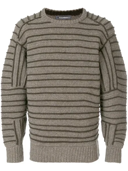 Pruhovaný svetr Issey Miyake Pre-owned hnědý