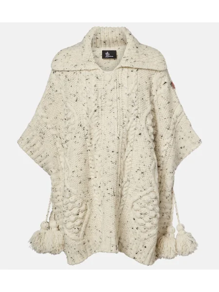 Poncho Moncler Grenoble de lână alb