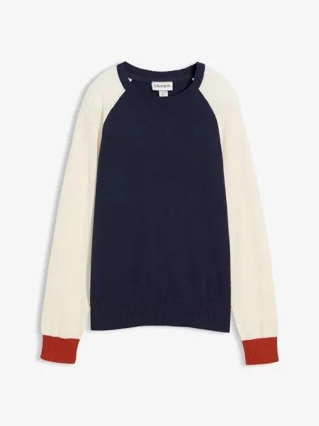 Sweter z cienkiej dzianiny z domieszką bawełny i raglanowymi rękawami beżowy