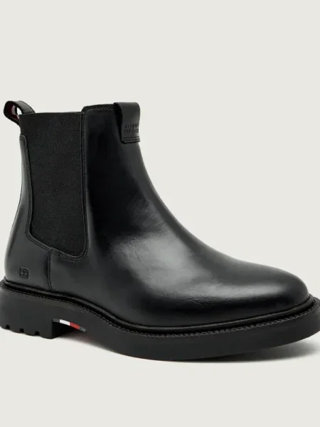 Bőr csizma Tommy Hilfiger fekete