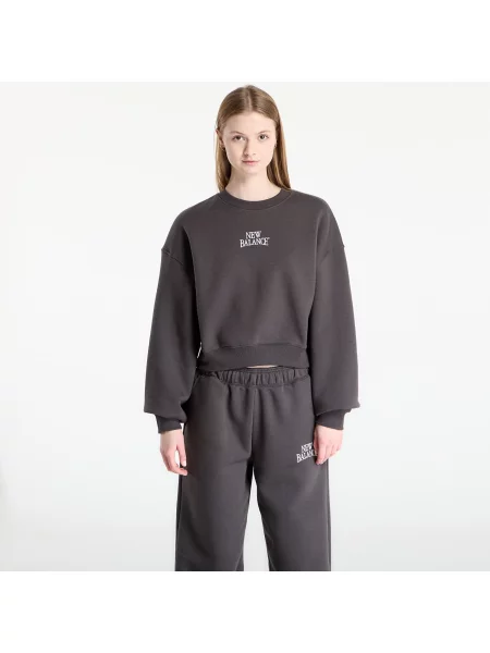 Hanorac crewneck New Balance din fleece negru