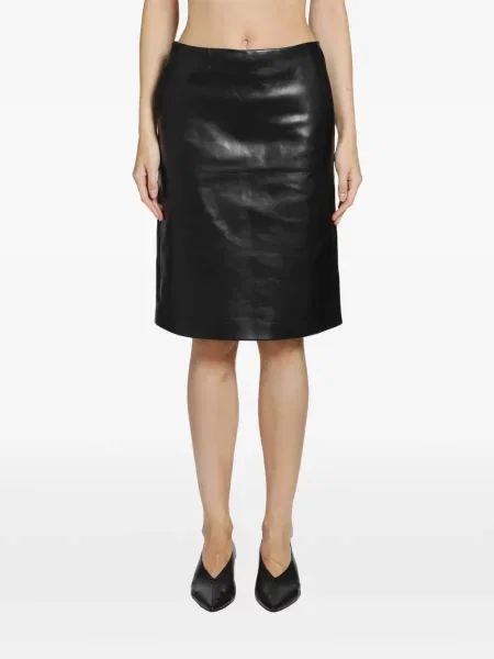 Fustă din piele Jil Sander negru