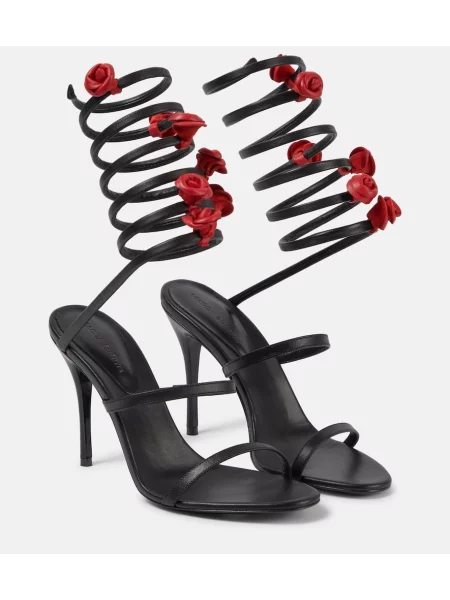 Sandale Magda Butrym din satin cu model floral negru
