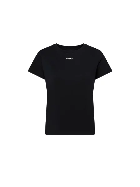 PINKO Tričko PINKO BASICO T-SHIRT JERSEY LOGO PINKO GOMMATO T-SHIRT' černá