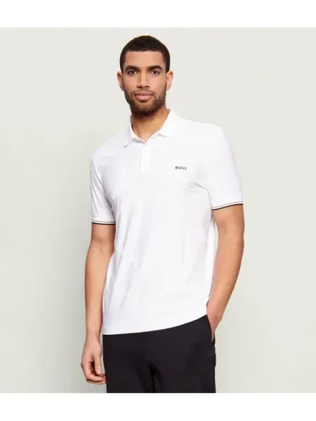 BOSS GREEN Polo PL_GOC Chip Hexa | stretch alb