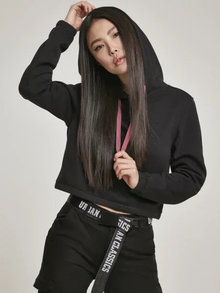 Bluza z kapturem Urban Classics z kapturem ze sznurkiem czarna