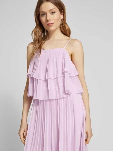 Długa sukienka z falbanami model ‘CHIFFON’ Vila różowa