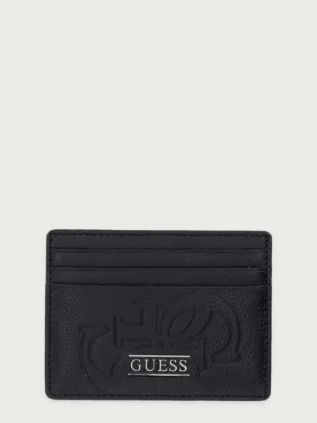 Guess etui na karty skórzane BOSTON czarny