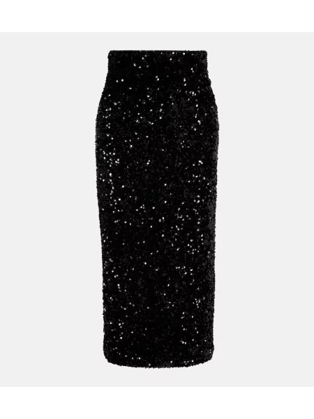 Fustă midi Vince de catifea până la genunchi negru