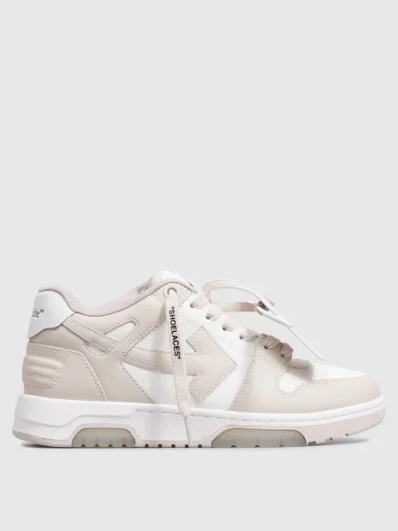 Кожаные кроссовки Off-white в деловом стиле бежевые
