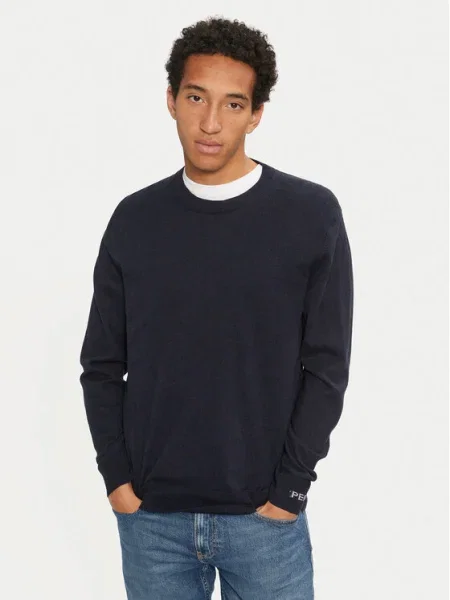 Пуловер с вълна Pepe Jeans NEW ANDRE CREW NECK мъжки от лека материя тъмносиньо