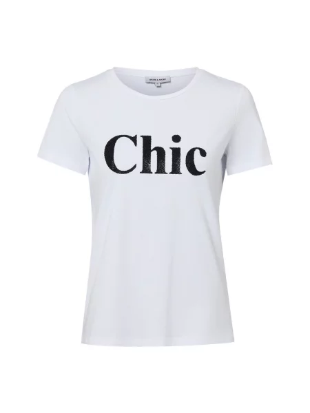 T-shirt z okrągłym dekoltem i perełkami More & More biała