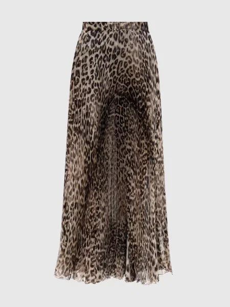 Спідниця міді із шовку в анімалістичний принт Ermanno Scervino бежева