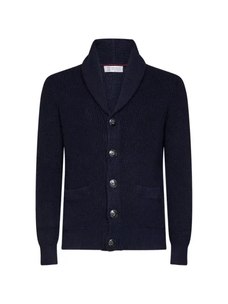 Gulerat cardigan Brunello Cucinelli albastru