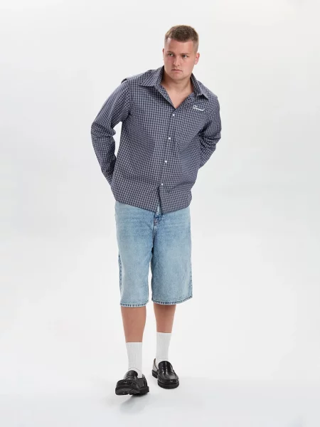 Dxnmxrk Džíny DXHarri Blue Wide Fit Denim Shorts džínovina modrá