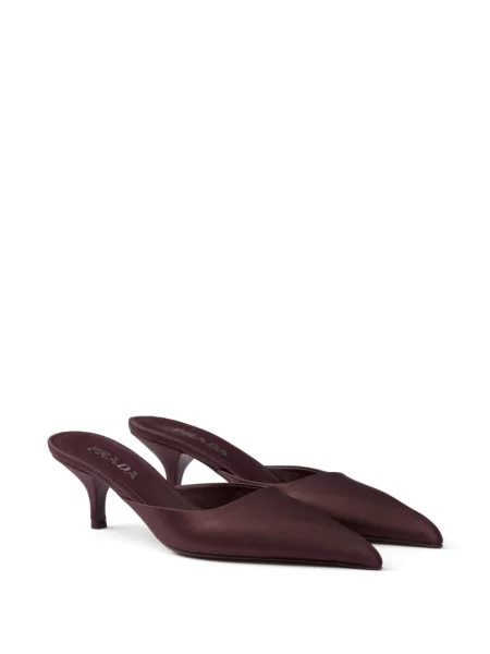 Papuci tip mules Prada din satin roșu