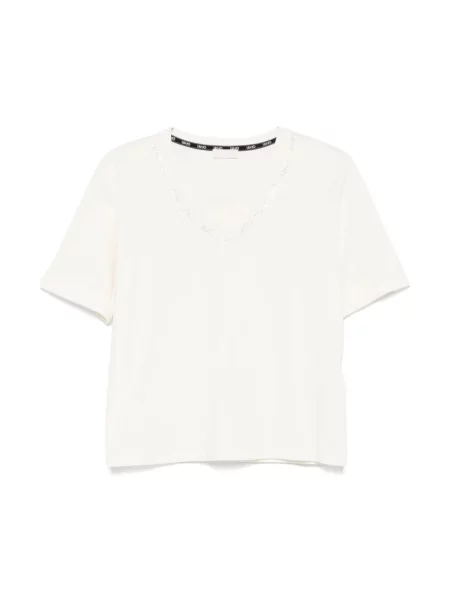 Koszulka z dekoltem v Liu Jo z dekoltem w serek biała