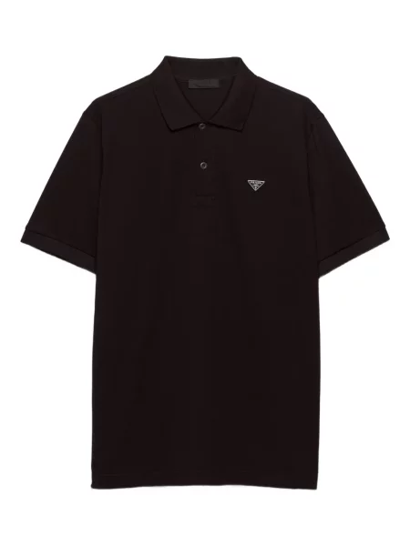 Tricou polo Prada tricotate cu autograf negru