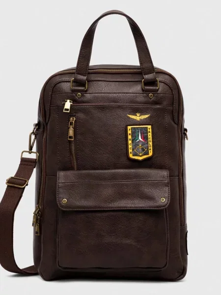 Однотонный большой рюкзак Aeronautica Militare коричневый