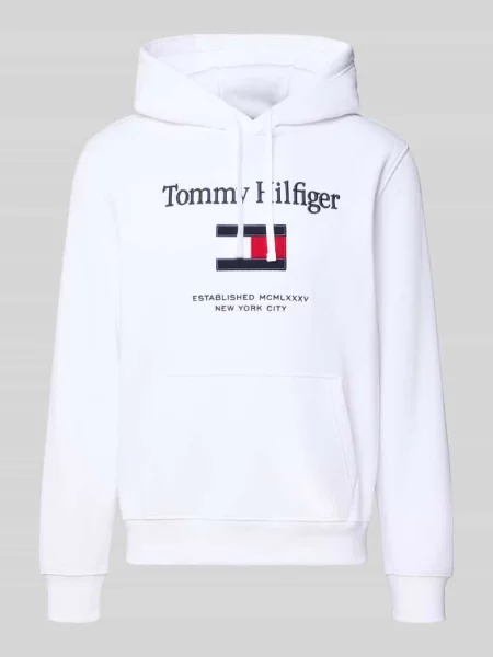 Bluza z kapturem o kroju regular fit z mieszanki bawełny Tommy Hilfiger biała