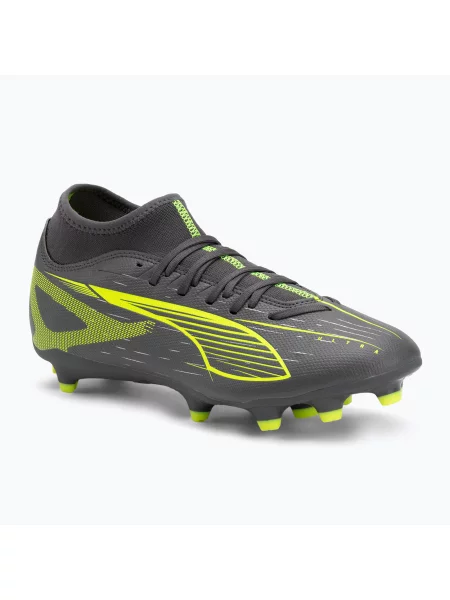 Încălțăminte de fotbal pentru bărbați PUMA Ultra 5 Play+ FG/AG matte aged silver/yellow alert/puma aged silver galben