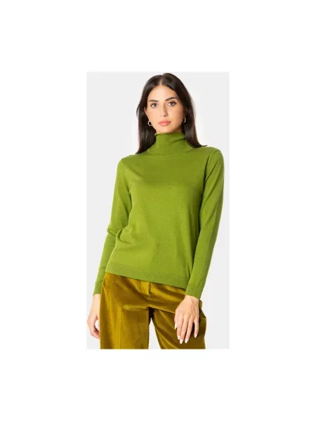 Sweter z golfem Weekend Max Mara wełniany do golfa zielony