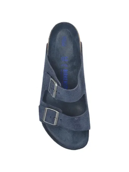 Sandale Birkenstock din piele de căprioară cu cataramă albastru