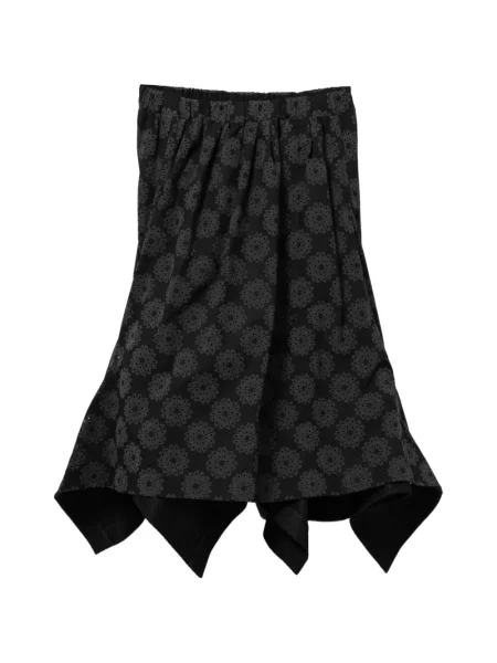 Fustă midi Comme Des Garçons cu model floral asimetrică negru