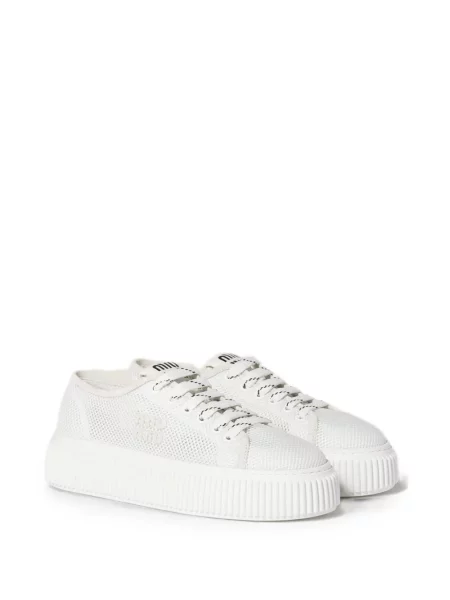 Sneakerși Miu Miu plasă alb