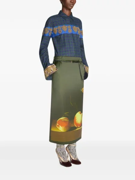 Фланелена риза Dries Van Noten бродирана синьо