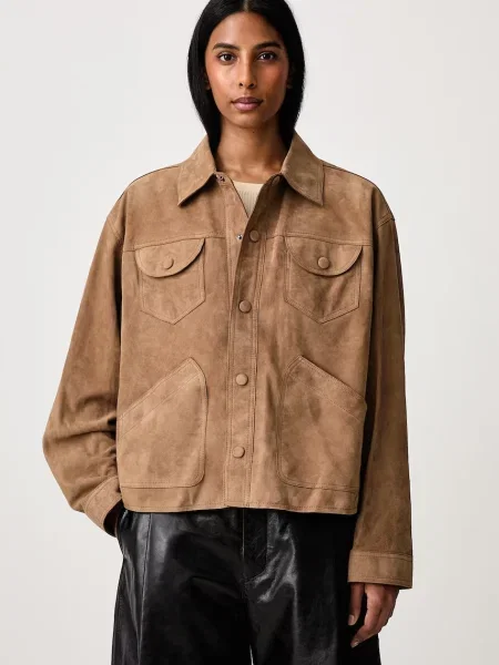 Frame THE SUEDE UTILITY JACKET jachetă scurtă pentru femei din piele