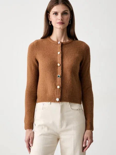 IBlues cardigan pentru femei cu amestec de lână IBLDRY maro