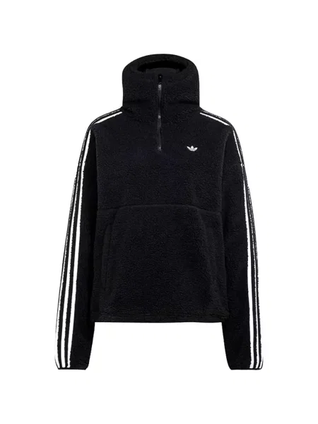Hanorac cu glugă Adidas din fleece alergare albastru