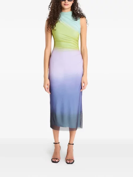 Rochie fără mâneci Desigual cu volane albastru