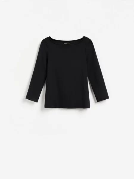 Reserved Tricou cu mânecă lungă cu conținut ridicat de modal negru