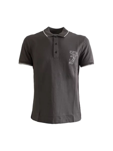Koszulka polo Versace z krótkim rękawem szara