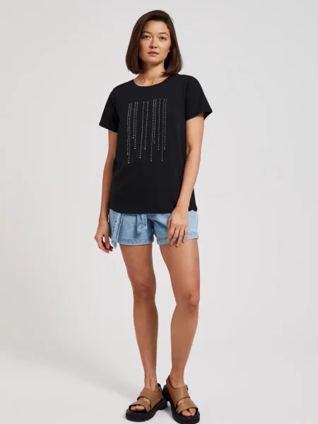 Tricou Moodo cu strasuri negru