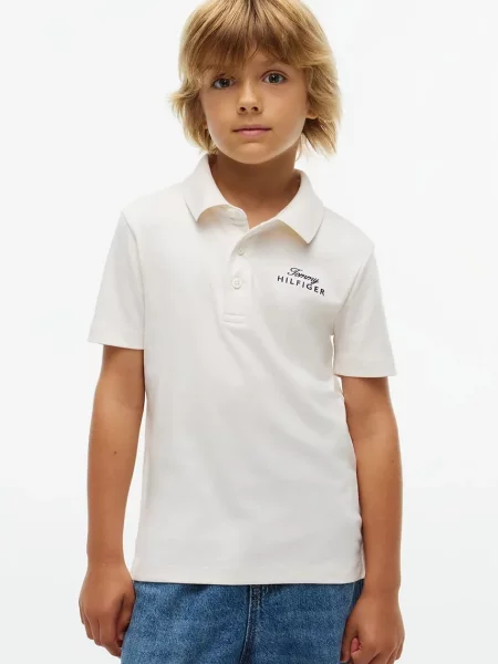 Tommy Hilfiger домашна тениска с яка за деца от бяло
