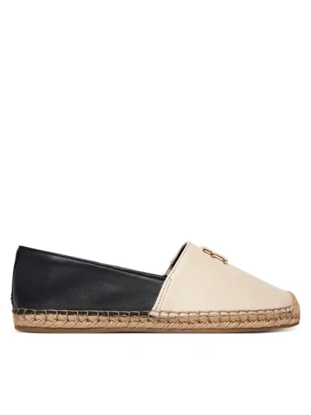 Tommy Hilfiger espadrilky dámske TH LOGO LEATHER ESPADRILLE béžová