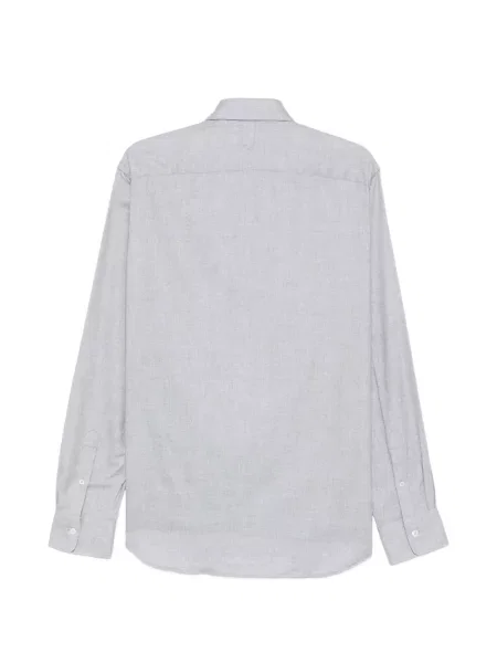 Lung cămașă Canali cu model herringbone gri