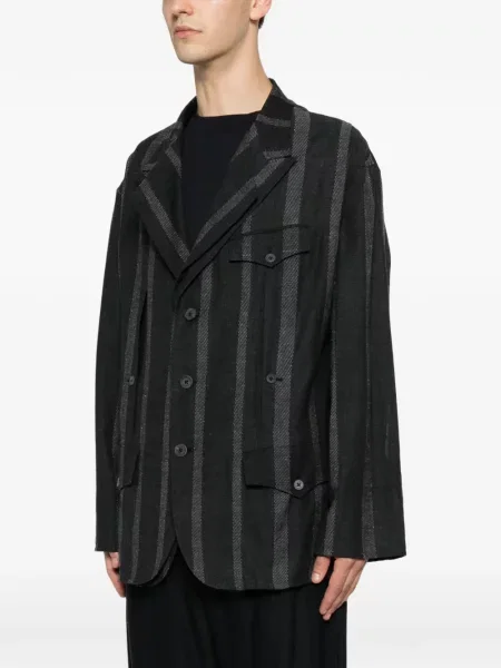 Ριγέ μπλέιζερ Yohji Yamamoto με πέτο γκρι