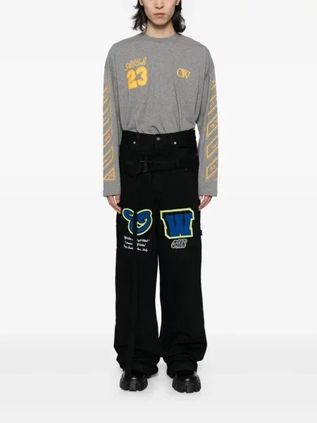 Plačiakojis džinsai Off-white balta