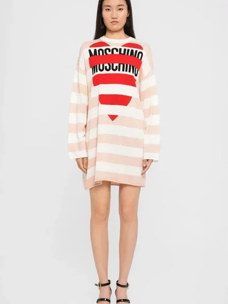 Шерстяное платье Moschino в полоску