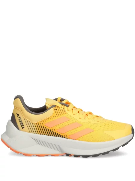 Geacă cu puf Adidas din piele de căprioară cu dungi cu glugă albastru