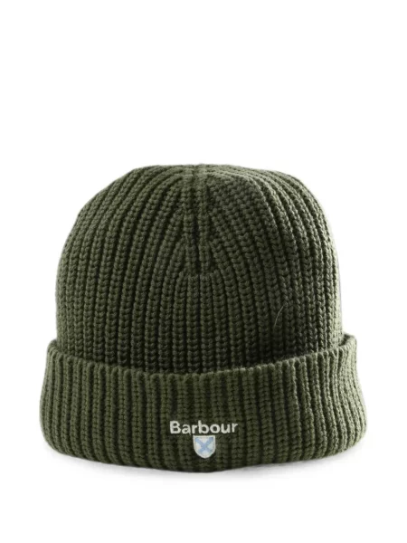 Плетена шапка Barbour зелено