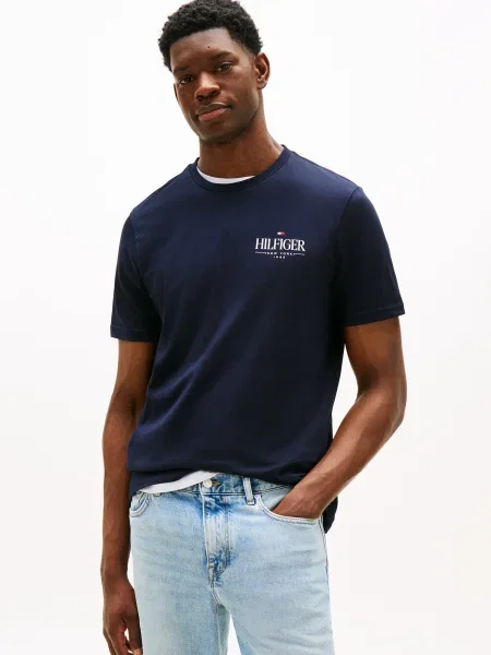 Tommy Hilfiger Tricou Stack Bleumarin alb