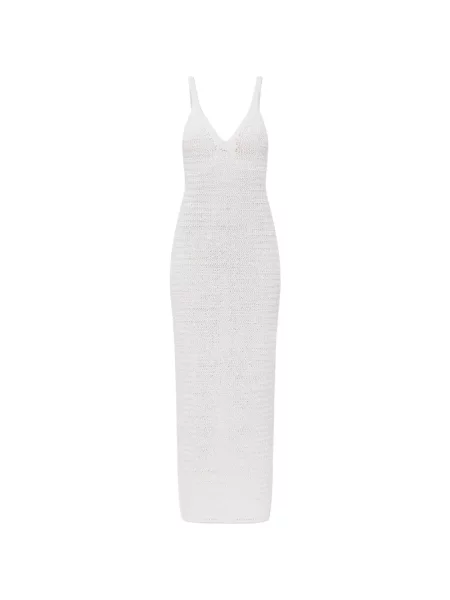 Kötött v-nyakú maxi ruha Balmain fehér