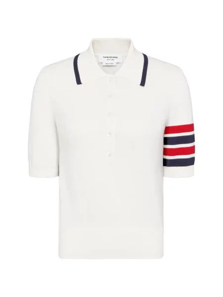 Tricou polo Thom Browne alb