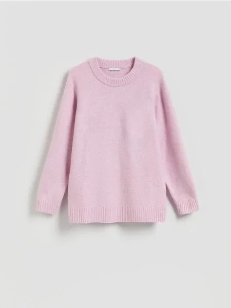 Reserved Gładki sweter różowy