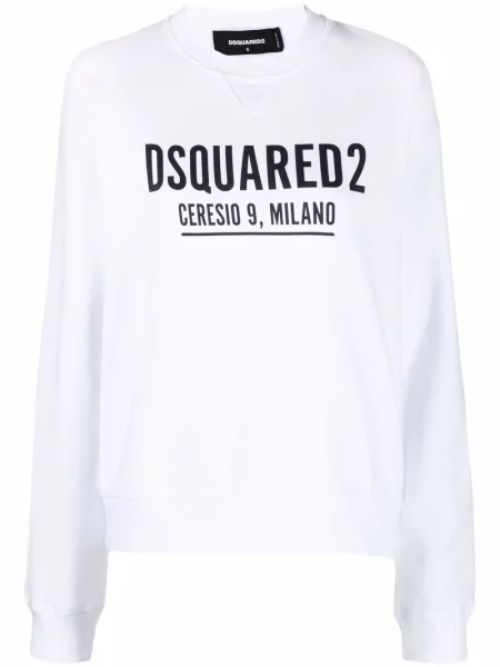 Hanorac crewneck Dsquared2 cu imagine alb